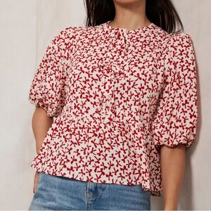 Mint Velvet Bow-Printed Peplum Top